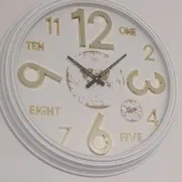 ساعت دیواری دو موتوره سفید طلائی