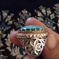 انگشتر نقره دست‌ساز با نگین فیروزه نیشابوری اصل|جواهرات|قزوین, |دیوار