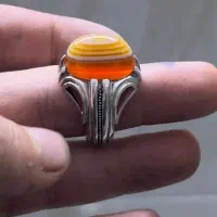 عقیق سه پوست بی نظیر شن دار طوق نقره سعید غلامرضا