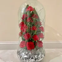 باکس شیشه با گل مصنوعی