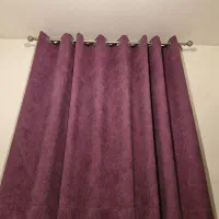 پرده پانچی بادمجانی(بنفش تیره)+میل پرده مخصوص پانچ