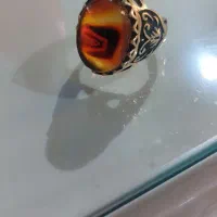 انگشتر طلا روس با نگین عقیق خوش رنگ چند رنگ