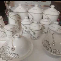 یک ست پا سماوری گل برجسته نگین دار