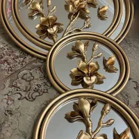 ست ۳ تکه آینه دکوراتیو دیواری طرح گل و پروانه