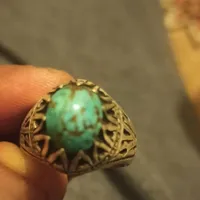 انگشتر فیروزه بارگه طبیعی الله ومحمد روی نگین