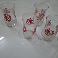 ۴ عدد استکان کمرباریک طرح دار
