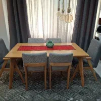 میز ناهارخوری ۶نفره چوبی مستطیل مناسب برای جهیزیه