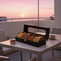 جعبه چرمی صدراباکس مدل زرین 4 خانه و مارال