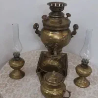 سرویس کامل سماور برنجی همراه با میز خاطره|صنایع دستی و سایر لوازم تزئینی|تهران, دولاب|دیوار