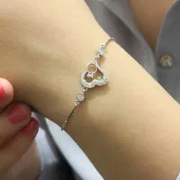 دستبند نقره بافت حلقه تعهد قلب دار خاص/کارگاه-نقره