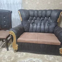 مبل چرم استیل با عسلی