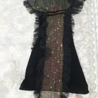 لباس مجلسی کرپ باربی مدل نیلوفری نگین کاری