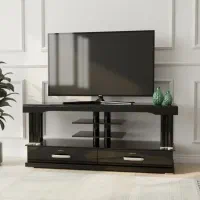 میز تلویزیون لوکس آنتالیا - شیشه خم تمپرد در حد نو|میز تلویزیون|رویان, |دیوار