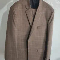 کت و شلوار پارچه ای نو قهوه ای سایز ۵۰