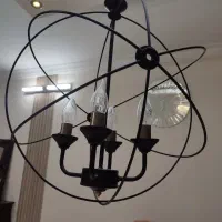 لوستر مدرن مشکی ۴ شعله با لامپ شمعی|لوستر و چراغ آویز|مشهد, سمزقند|دیوار