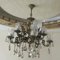 لوستر برنجی پنج شاخه ۱۰ شعله|لوستر و چراغ آویز|رشت, گلسار|دیوار
