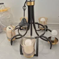 لوستر ۵ شعله مدرن حباب دار مدل شیشه شامپاین|لوستر و چراغ آویز|مشهد, فردوسی|دیوار