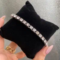 دستبند تنیسی فول نگین رنگ ثابت نو با جعبه