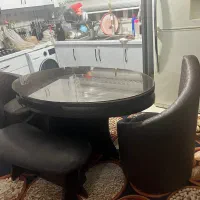 میزناهار خوری ۴نفره با صندلی چرم ومیز ام دی اف