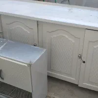 سینک در حد نو با آبچکان دوتایی وکابینت فلز جنس خوب|مصالح و تجهیزات ساختمان|گیان, |دیوار