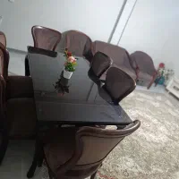 مبل ۹ نفره چوپ گردو با میز غذا ۶ نفره|مبلمان خانگی و میز عسلی|تهران, شهرک بعثت|دیوار