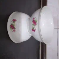 سوپ خوری و ماست خوری گل سرخی لبه طلایی