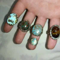 پنج عدد انگشتر فیروزه و باباقوری