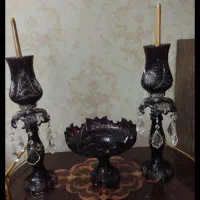 دو عدد شمعدانی و میوه خوری دو پوست