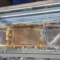 سینی استیل طلایی پذیرایی
