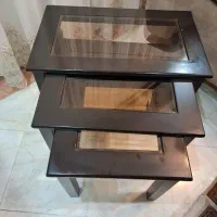 میز عسلی چوب و شیشه سه عدد سایز کوچک متوسط و بزرگ|مبلمان خانگی و میز عسلی|تهران, صادقیه|دیوار