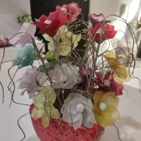 گلدان سفالی وگل کریستال|گل مصنوعی|اهواز, سپیدار|دیوار