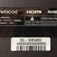 تلویزیون ۵۰ دوو با کارتن و کنترل صفحه شکسته