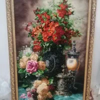 تابلوفرش دستباف گل و شمعدانی