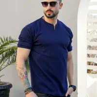 تیشرت آستین کوتاه یقه کوبایی چند رنگ