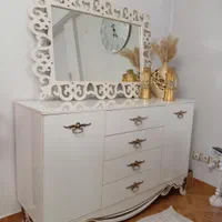 آینه و کنسول سفید طلایی|بوفه، ویترین، کنسول|ری, منصوریه منگل|دیوار