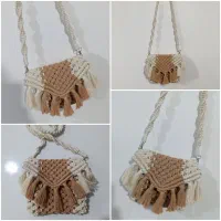 کیف مکرومه دو رنگ
