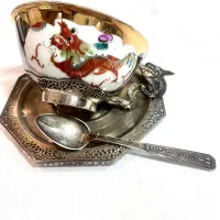 فنجان نعلبکی قاشق نقره|کلکسیون اشیاء عتیقه|قائمشهر, |دیوار