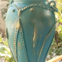 گلدان سفالی پتینه کاری نقاشی طرح مدرن دکوری|مجسمه، تندیس، ماکت|همدان, |دیوار