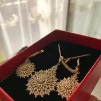 نیم ست طرح خورشید نقره ابکاری طلا|جواهرات|کرج, باغستان|دیوار