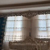 پرده پذیرایی آبی فیروزهای بسیار زیبا و شکیل|پرده، رانر، رومیزی|اسلامشهر, شهرک واوان|دیوار