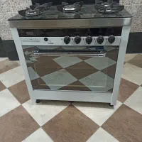 اجاق گاز ۵ شعله طرح فر مشابه نو صفحه شیشه ای