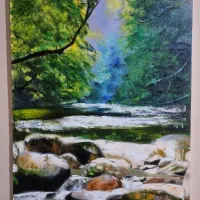 تابلو نقاشی منظره رودخانه