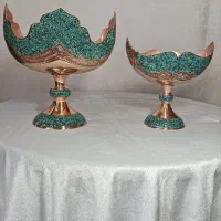 کشکول مس فیروزه کوبی قلم زنی شده
