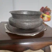 کاسه زیر و رو  مسی قلم قاجاری