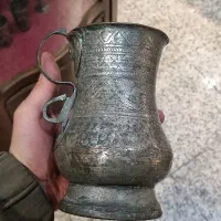 لیوان مس آنتیک قاجاری قلم