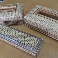 جعبه دستمال خاتم کاری|صنایع دستی و سایر لوازم تزئینی|اصفهان, تخت فولاد|دیوار