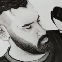 نقاشی سیاه قلم از چهره و عکس|تابلو، نقاشی، عکس|قم, بکایی|دیوار