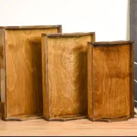 سینی چوبی پلی استر خورده در سه سایز