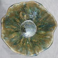 ظرف میوه خوری سرامیکی با لعاب شره ای