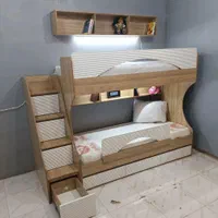 تخت دو طبقه مدل پنجره چوبی تختخواب سیسمونی